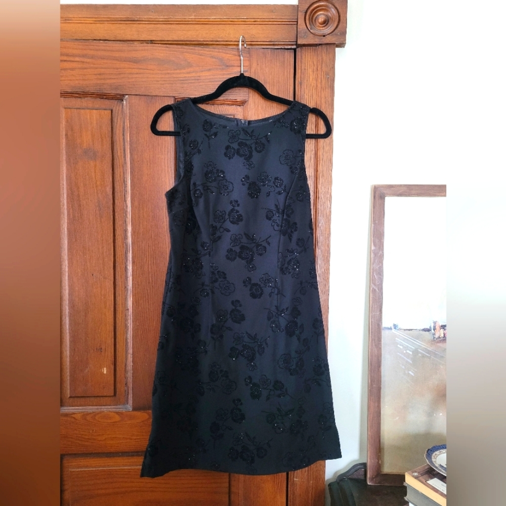 Vintage 90s Satin Velvet Floral Mini Dress